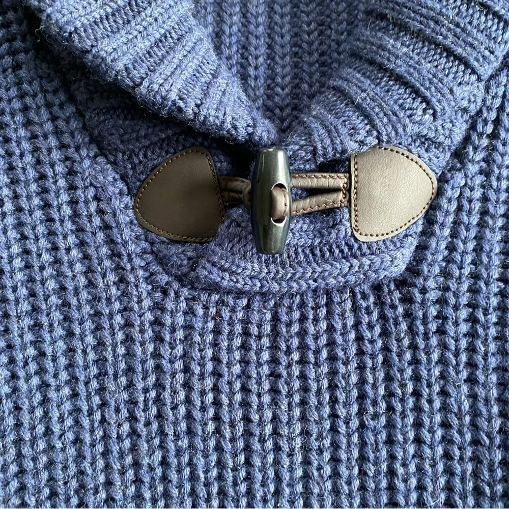 Beretta Sweater Men's Large Navy Blue Merino Wool Schawl Collar Made in Italy